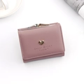 Short lavender tri-fold wallet for women with golden heart decor and vintage clasp - Grey Purple