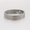 Robuuste zilveren roestvrijstalen tarweketting armband met vierkante gravure sluiting - Zilver (KB130183-KFC) / 20.5CM