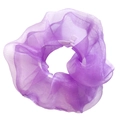 Elegant purple organza scrunchie with soft ruffled texture for women's hair styling - Purple