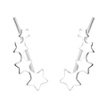 Symmetric silver star ear crawlers with four graduated five-pointed stars on white background - White Gold
