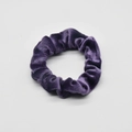 Elastic deep purple velvet scrunchie hair tie with soft texture and high stretch - Deep purple