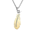 Macro detail of angel feather pendant in gold and silver finish with small diamonds - With Zirconia / Gold