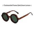 Retro-Rundsonnenbrille mit Schildpatt-Rahmen und dunkelgrünen Gläsern in der Variante - Schildpatt Rahmen Dunkelgrüne Linse