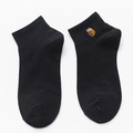Black cotton low cut socks for women with a cute owl embroidery on the ankle - One Size / Black-Owl