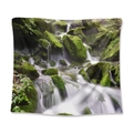 Bohemian forest waterfall wall tapestry with lush green moss and flowing water landscape - Mossy Stream (GT110060) / 73X95CM/Brushed Fabric