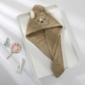 Cuffia in microfibra assorbente per asciugare i capelli con ricamo gatto caffè e orecchie 3D - Cappello A Tricorno Con Gatto Ricamato Marrone / Cappello Tricorno Ricamato 65*25cm