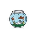 Spilla rotonda in smalto con design creativo di acquario, letto e pesci colorati - Letto per Acquario
