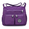 Waterproof purple nylon multi-pocket crossbody bag with adjustable shoulder strap - Brilliant Purple
