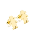 Orecchini a perno in acciaio al titanio con silhouette di bambina dorata lucida - Oro (KE89947-K)