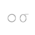 Pendientes de aro redondos huecos minimalistas de plata en acero inoxidable - Color Acero