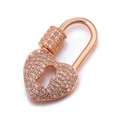 Rose gold heart-shaped padlock pendant with full white zircon micro-pave setting - Rose Gold