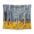 Golden autumn forest landscape tapestry with white birch trees for home wall decor - Golden Autumn Birch Forest / 73X95CM (Cross-border Brushed)