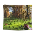 Square wall tapestry featuring a deep forest landscape with green moss and autumn leaves - Fallen Leaves Forest / 73X95CM (Cross-border Brushed)