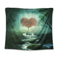 Nature wall tapestry with a heart-shaped red leaf tree in a misty forest - Heart-shaped Red Leaf Tree / 73X95CM (Cross-border Brushed)