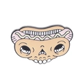 Detailed close-up of a punk style skeleton hotdog enamel pin with yellow sauce texture - Hot Dog Skeleton Style (C1475-4)