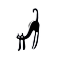 Spilla gatto in smalto nero minimalista con un elegante design a forma di gatto in lega di zinco - Nero