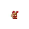Detailed view of the gold-plated red enamel badge with geometric lightning bolt shape - Red Musical Note