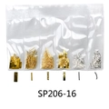 6-grid pack of gold and silver alloy nail art studs and metallic rivets in variety shapes - SP206-16 (Gold Metal Style)