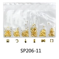 Golden alloy nail art charm set with mixed geometric shapes in 6-grid packaging - SP206-11 (Gold Metal Style)