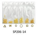 Golden nail art charms set with hollow triangles and bows in a 6-grid package - SP206-14 (Gold Metal Style)