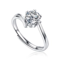 Classic six-prong Moissanite ring in S925 silver with an adjustable open band design - R10722 Moissanite Style / 1 Carat / 6.5mm