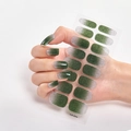 Green gradient glitter nail stickers CS-044 showing full cover effect on fingernails - Green Silver Gradient Glitter (CS-044)