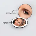 Foldable dual LED makeup mirror with 10X magnification in a sleek matte grey finish - 10X Magnification / Black