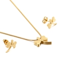 Elegante set di gioielli a forma di libellula dorata con collana fine e orecchini - Forma Quadrifoglio/Libellula (KS128389-KFC) / Oro (KS128389-KFC)