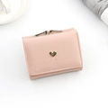 Pink trifold wallet for women with golden heart clasp and Sweet Dream embossing - Pink