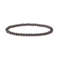 Minimalist elastic bracelet featuring polished gunmetal black hematite beads on white background - 4mm / Gunmetal