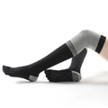 Over-knee yoga socks in black and grey with non-slip grips and striped design - One Size / (Over-Knee) Striped Black