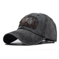 Vintage grey washed cotton baseball cap featuring Yellowstone National Park bear embroidery - Adjustable / Bear Black