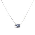 Squisita collana a catena argentata con uno splendido ciondolo a corona con zirconi blu - Corona in zircone blu oro bianco