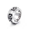 Chic silver-tone ring with square central gemstone and black-white pave zircon accents - US 6 / Silver Clear Square Zirconia Style (KR31019-K)