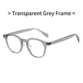 Retro TR90 round full-rim eyeglass frames in translucent grey for men and women - Transparent Grey