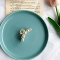 Elegant Korean style transparent acrylic hair claw with five linear white pearls - Small Size (4.5cm)