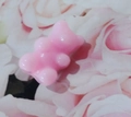 Pink gummy bear brooch pin for backpacks in a soft translucent jelly resin finish - Solid Pink