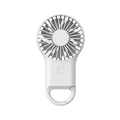Portable handheld mini USB fan with carabiner hook and built-in night light in white - White