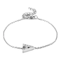 Elegant silver titanium steel bracelet featuring a crystal-encrusted letter A pendant - Letter A Rhinestone Style (KB117677-KLB)