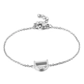 Silver finish titanium steel bracelet featuring a crystal-encrusted D letter pendant - Letter D Rhinestone Style (KB117683-KLB)