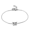 Elegant silver titanium steel bracelet featuring a crystal-encrusted letter B pendant - Letter B Rhinestone Style (KB117679-KLB)