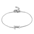 Polished silver titanium steel chain bracelet featuring a zircon-encrusted letter L charm - Letter L(KB117699-KLB)