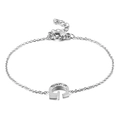 Minimalist silver-tone chain bracelet with crystal-studded letter G pendant charm - Letter G(KB117689-KLB)