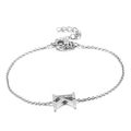 Polished silver titanium bracelet featuring a sparkling rhinestone letter K charm - Letter K(KB117697-KLB)
