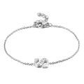 Elegant silver stainless steel bracelet featuring a sparkling diamond-encrusted S letter - Letter S(KB117713-KLB)