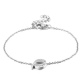 Silver letter P charm bracelet with sparkling white rhinestones and adjustable link chain - Letter Q(KB117709-KLB)