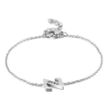 Silver stainless steel chain bracelet with a sparkling crystal Z-letter pendant - Letter Z(KB117727-KLB)