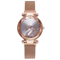 Elegant rose gold women's watch with swan dial and mesh strap on a clean white background - White Watch Only
