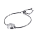 Pulsera minimalista de acero inoxidable con cadena ajustable y colgante de moneda - Color Acero (KB117750-KFC)