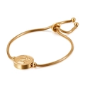 Pulsera de cadena de serpiente dorada con colgante de moneda y cierre bolo ajustable - Dorado (KB117752-KFC)